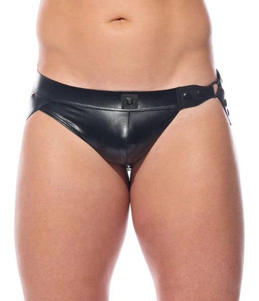 Gregg Homme PYTHON Jockstrap Adjustable Snaps Faux Leather Black 210734 G1421