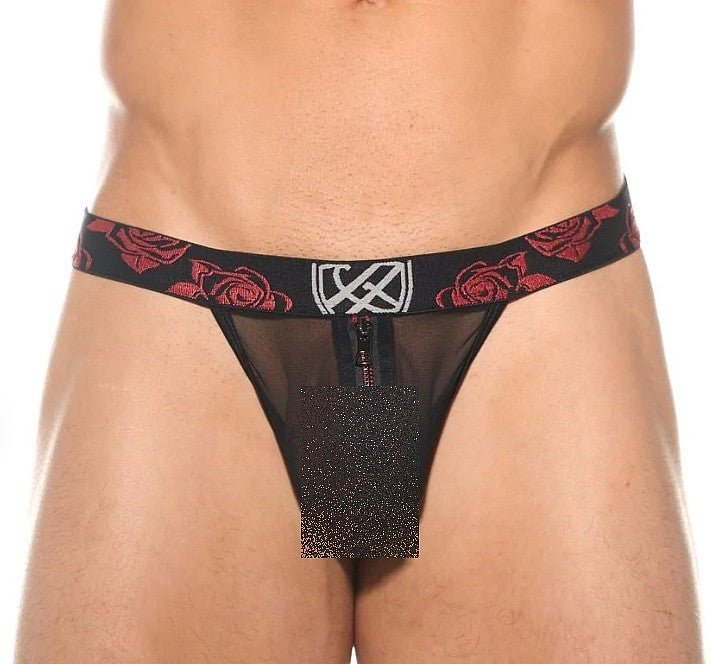 Gregg Homme See - Through Thong THORN Stylish Front Zipper Sheer Black 200004 G521