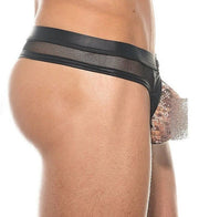Gregg Homme Thong With Maximiser Pouch Sheer Side Black Cobra Print 201024 G691