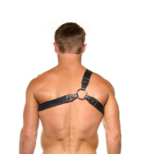 GREGG HOMME Thorn Harness With Large Metal Ring in Black Faux - Leather 200060 G692