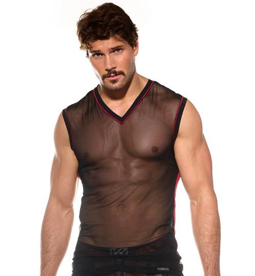 Gregg Homme THORN Muscle Shirt Soft See - Through Tank Top Black 2000221