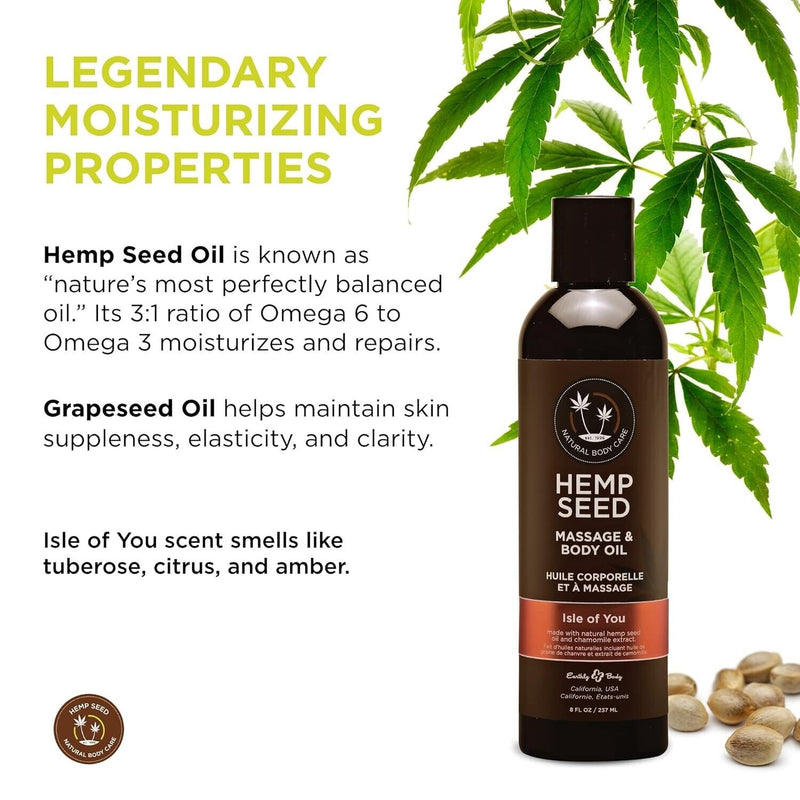 Hemp Seed Massage & Body Oil - 8 fl.oz. Nourishing, Moisturizing Massage Oil3