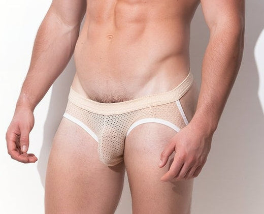 Jockstrap en maille JJ MALIBU avec espace avant supplémentaire - Jock beige léger 2