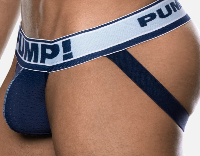 Jock PUMP! Navy Mesh Cup Blue Steel Jockstrap Elastic Waistband 15024 373
