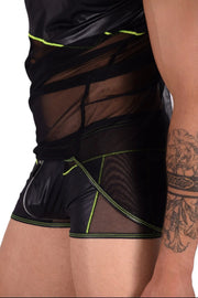 Kit Gregg Homme L Tank Top & M Boxer Front Zip Black/Neon Green 33656 MX146