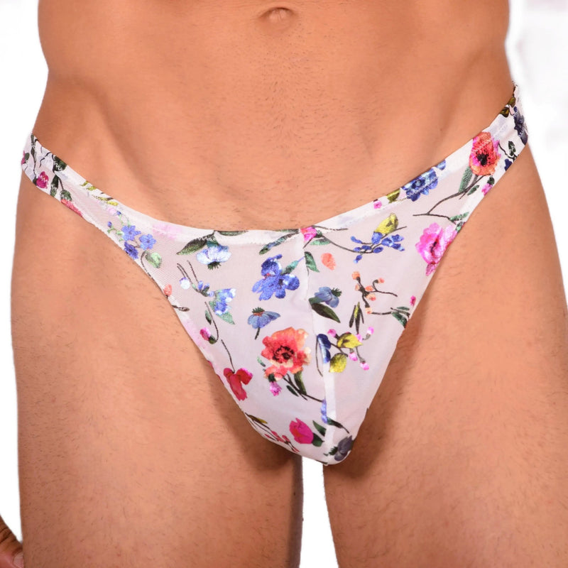 L SMU Sensual Thong Floral Explosion White 33595 MX142