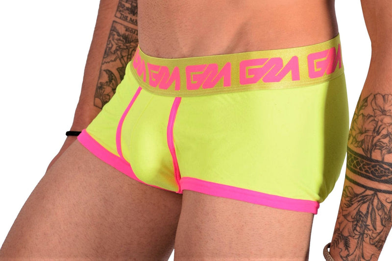 Large Garcon Model Boxer Trunk Neon Yellow Pink 35