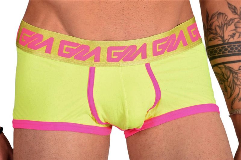 Large Garcon Model Boxer Trunk Neon Yellow Pink 36