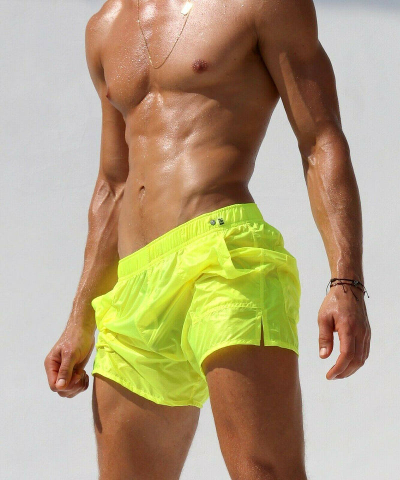 Large RUFSKIN Nuage Swimwear Sheer Sport Swim - Short Transparent Nylon Lemon 202