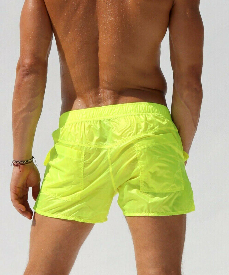 Large RUFSKIN Nuage Swimwear Sheer Sport Swim - Short Transparent Nylon Lemon 206