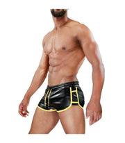 Leather - Look Short TOF PARIS Cruise Delux Shorts Black & Yellow 234