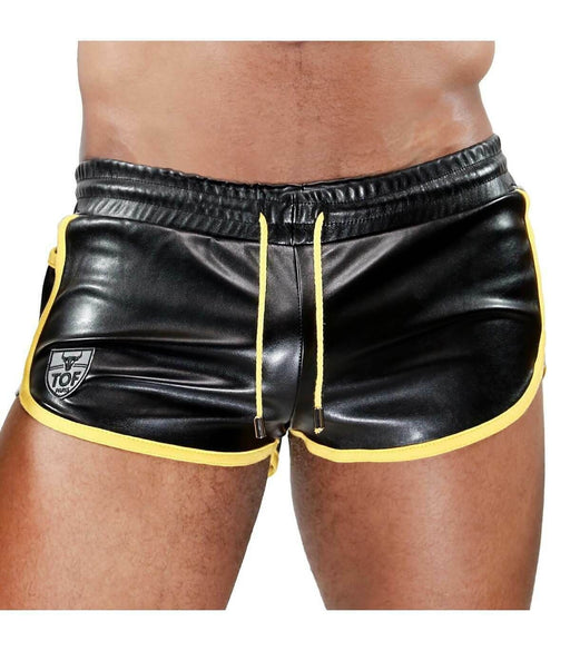 Leather - Look Short TOF PARIS Cruise Delux Shorts Black & Yellow 232
