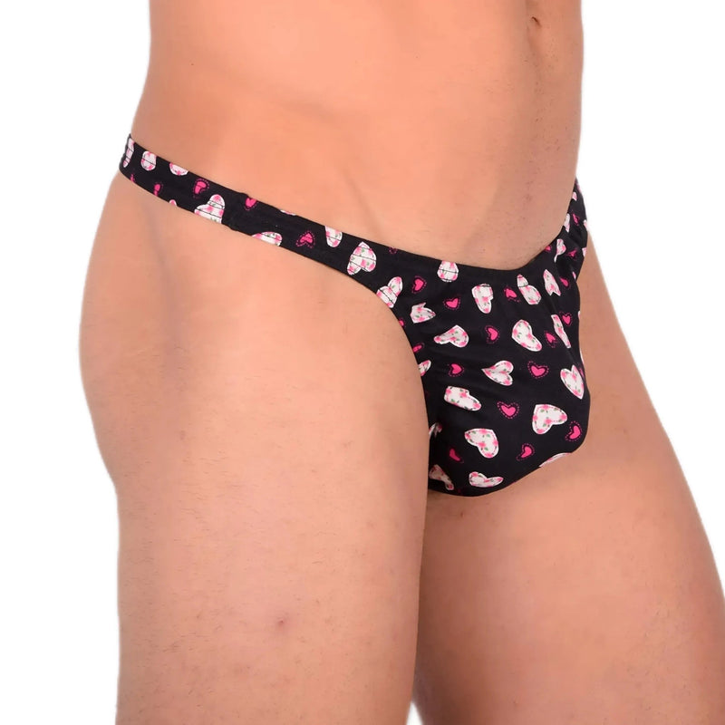 M SMU Sensual Thong Black/Pink Hearts 33592 MX134