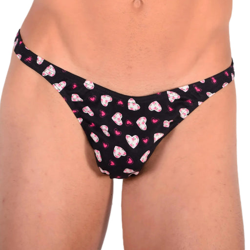 M SMU Sensual Thong Black/Pink Hearts 33592 MX131