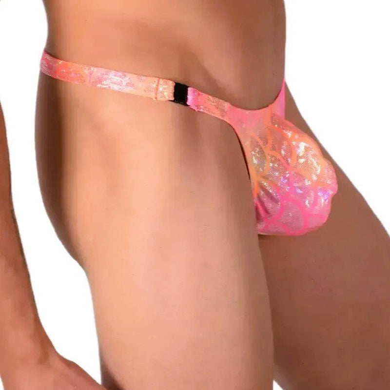 MEDIUM SMU Detachable Tanning Thong Pink/Yellow 33493 MX135