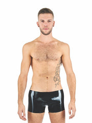 Mister B Latex Boxer Rubber Trunks 0,4mm Thick Black & Blue 12