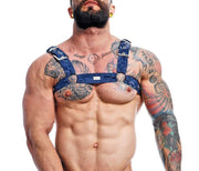 MOB DNGEON Classic Belt Harness Luxurious Leather - Look O/S Navy - Camo DMBL13 51