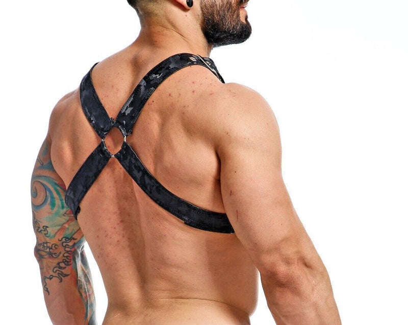 MOB DNGEON Classic Cross Harness Plush Faux Leather O/S Black - Camo DMBL12 62
