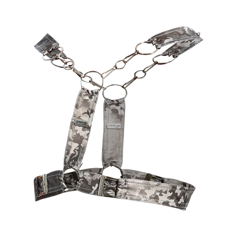 MOB DNGEON Cross Chain Harness Faux Leather Titanium Camo One - Size DMBL09 - 33