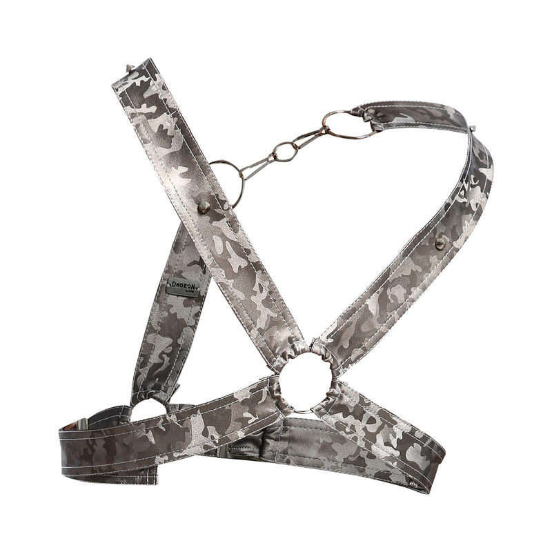 MOB DNGEON Cross Chain Harness Faux Leather Titanium Camo One - Size DMBL09 - 34