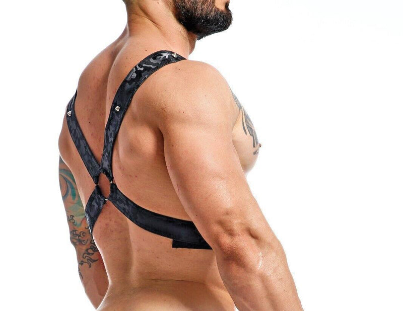 MOB DNGEON Cross Chain Harness Leather - Look One Size Black - Camo DMBL09 - 32