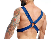 MOB DNGEON Cross Chain Harness Leather - Look One Size Navy - Camo DMBL09 - 3 - SexyMenUnderwear.com