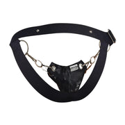 MOB DNGEON Eroticwear Snap Jock Metal Ring Faux Leather Black - Camo O/S DMBL03 - B013