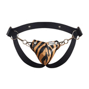 MOB DNGEON Jockstrap Eroticwear Faux Leather Snap - Jock One Size Tiger DMBL03 - B011