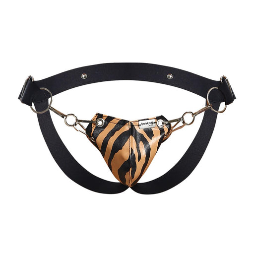 MOB DNGEON Jockstrap Eroticwear Faux Leather Snap - Jock One Size Tiger DMBL03 - B011