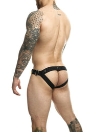 MOB DNGEON Open Front Jockstrap With C - Ring Yellow O/S DMBL014