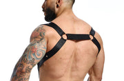 MOB DNGEON Straight Back Adjustable Harness C - Ring O/S Black Mirror DMBL063