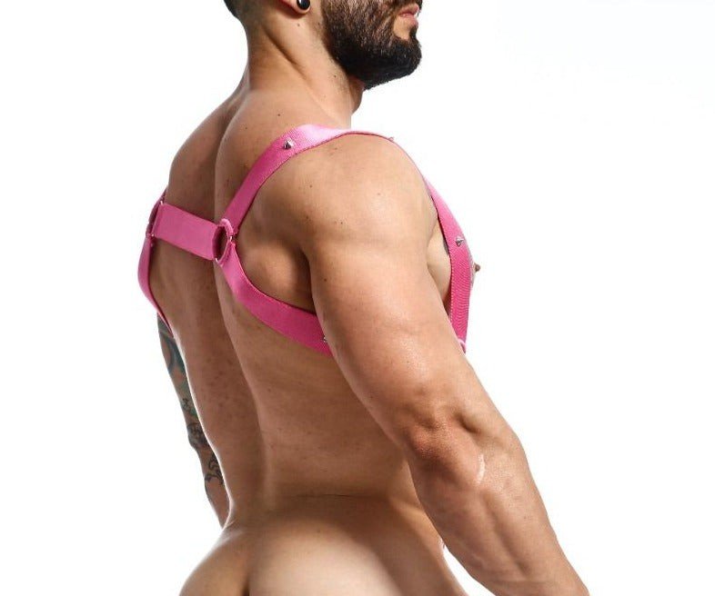 MOB DNGEON Straight Back Adjustable Harness One Size in Pink Mirror DMBL062
