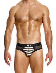 MODUS VIVENDI Backless Striped Through Bottomless Low - Rise Briefs Black 014132