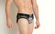 MODUS VIVENDI Backless Striped Through Bottomless Low - Rise Briefs Black 014135