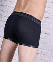 Modus Vivendi Boxer Military Leather Look Quality Ribbed Cotton Black 08521 93B5