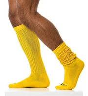 Modus Vivendi Cotton Long Socks Knee Cut With Ribbed Panels Yellow XS1814 45B1