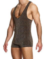 Modus Vivendi Crackled Bodysuit Jacquard Brown Metallic Yarns 25381 B972