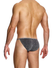 MODUS VIVENDI Crackled Tanga Briefs Fashion Lurex Gray Metallic Yarns 25312 B823