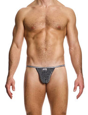 MODUS VIVENDI Crackled Tanga Briefs Fashion Lurex Gray Metallic Yarns 25312 B822