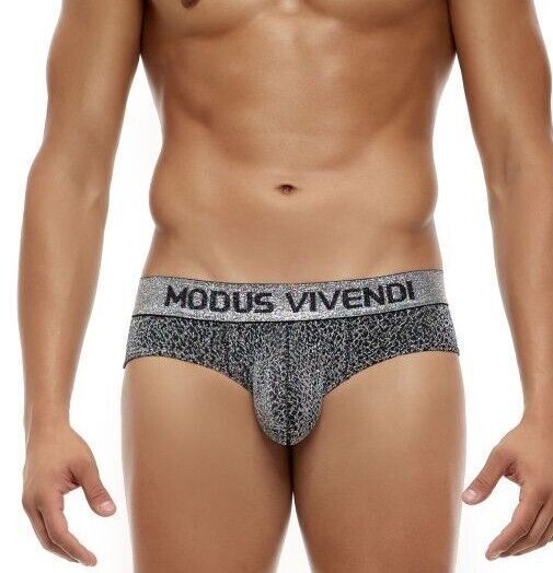 Modus Vivendi Exclusive Brief Extra Shiny Grey Lurex Yarns Waisband Silver 24214