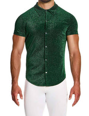 MODUS VIVENDI Glitter Shirt Slim Fit Green Lurex Yarns 26341 B885