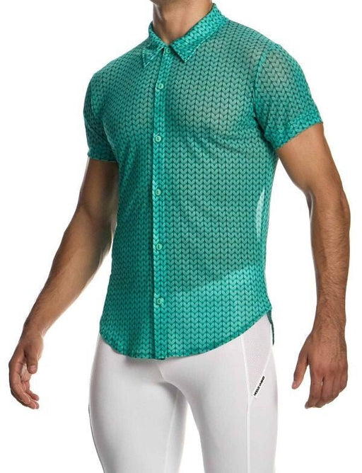 Modus Vivendi Illusion Shirt Muscle Fit Chemise Mesh Green Neon 04542 79a2