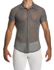 MODUS VIVENDI Illusion Shirt Muscle Fit Elasticated Mesh Chemise Black 04542 79A3