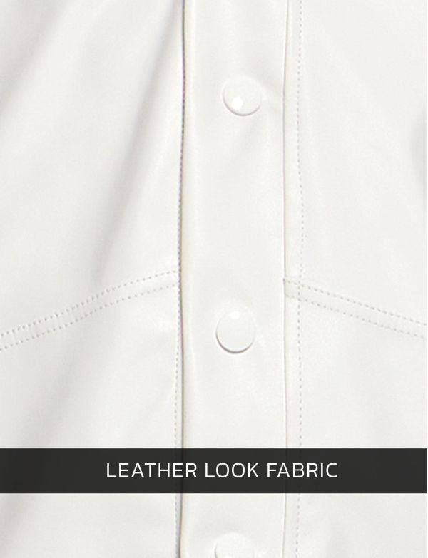 Modus Vivendi Leather - Look Sleeveless Tank Top With Press Stud White 20532 B1004