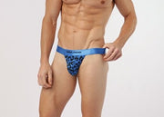 MODUS VIVENDI Leopard Thong Regular Fit T - String Velvet Touch Blue 154117