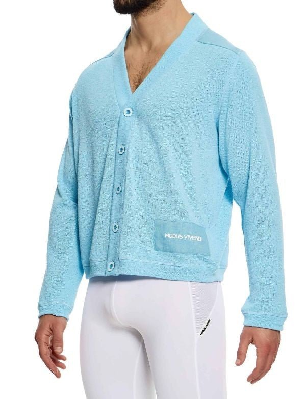 MODUS VIVENDI Linen Cardigan Soft Knitted Fabric in Light Blue 09451 B1001
