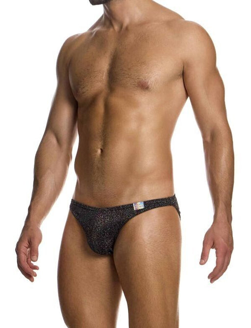 MODUS VIVENDI Low - Cut Brief Elastic Knit Lurex Yarns Jacquard Black 02514 B872