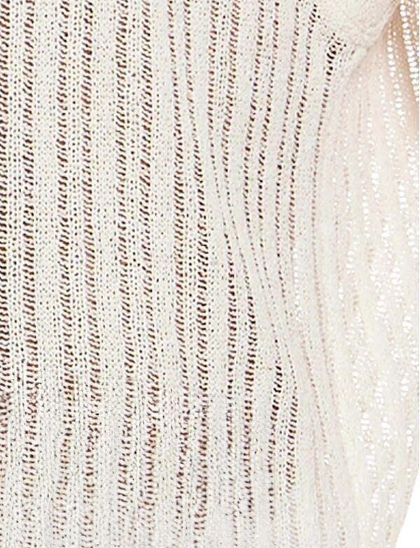 MODUS VIVENDI Muscle Fit Striped Crochet Shirt Knitted Chemise Natural 074414