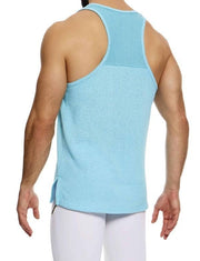 Modus Vivendi Plain Knit Tank Top Sleeveless Knitted in Light Blue 09431 B1002