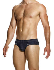Modus Vivendi Raw Denim Classic Retro Brief Four Nickel Snaps Blue 11415 1832